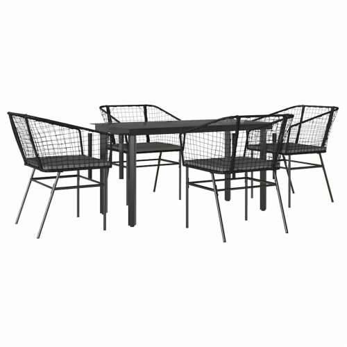 Vrtna garnitura - 5-dijelni vrtni blagovaonski set s jastucima od crnog - Crna i tamno siva 140 x 70 x 74 cm 4 Cijena