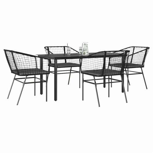 Vrtna garnitura - 5-dijelni vrtni blagovaonski set s jastucima od crnog - Crna i tamno siva 160 x 80 x 74 cm 4 Cijena