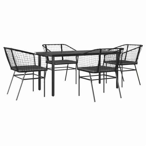 Vrtna garnitura - 5-dijelni vrtni blagovaonski set s jastucima od crnog - Crna i tamno siva 160 x 80 x 74 cm 4 Cijena