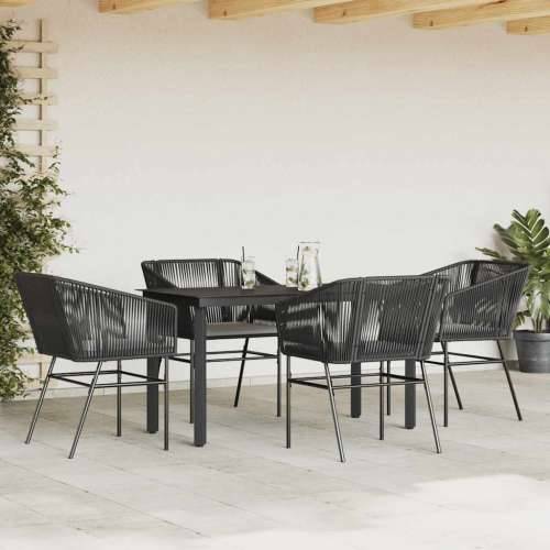 Vrtna garnitura - 5-dijelni vrtni blagovaonski set s jastucima od crnog - Crna 160 x 80 x 74 cm 4 Cijena