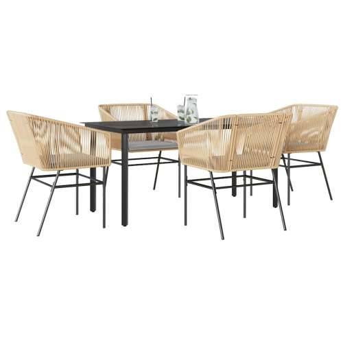 Vrtna garnitura - 5-dijelni vrtni blagovaonski set s jastucima poliratan i staklo - Smeđa 160 x 80 x 74 cm 4 Cijena