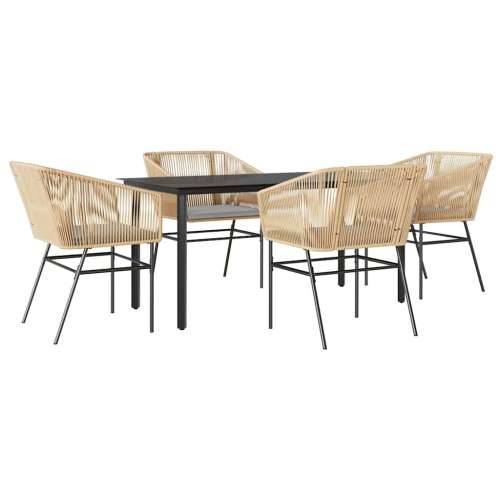 Vrtna garnitura - 5-dijelni vrtni blagovaonski set s jastucima poliratan i staklo - Smeđa 160 x 80 x 74 cm 4 Cijena