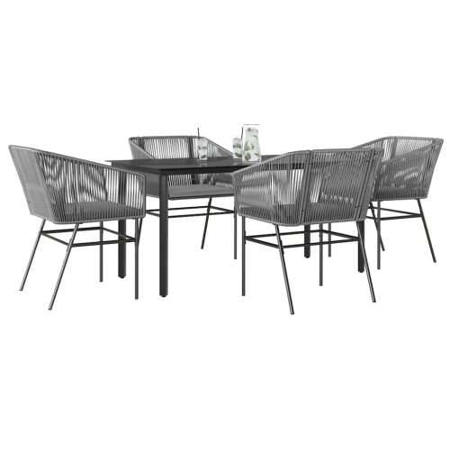 Vrtna garnitura - 5-dijelni vrtni blagovaonski set s jastucima poliratan i staklo - Siva 160 x 80 x 74 cm 4 Cijena