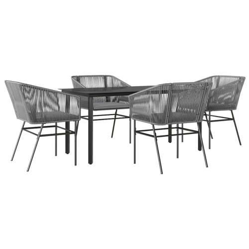 Vrtna garnitura - 5-dijelni vrtni blagovaonski set s jastucima poliratan i staklo - Siva 160 x 80 x 74 cm 4 Cijena