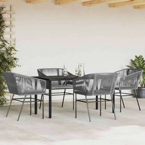 Vrtna garnitura - 5-dijelni vrtni blagovaonski set s jastucima poliratan i staklo - Siva 160 x 80 x 74 cm 4 Cijena