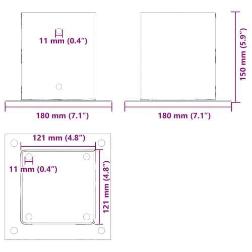 Postolja za stupove kvadratna 4 kom čelik presvučen prahom - Antracit 121 x 121 mm 4 Cijena