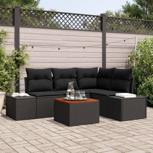 Vrtni Sofa Set 5 Dijelova Crna Poli Ratan, Kaljeno Staklo, Čelik Cijena