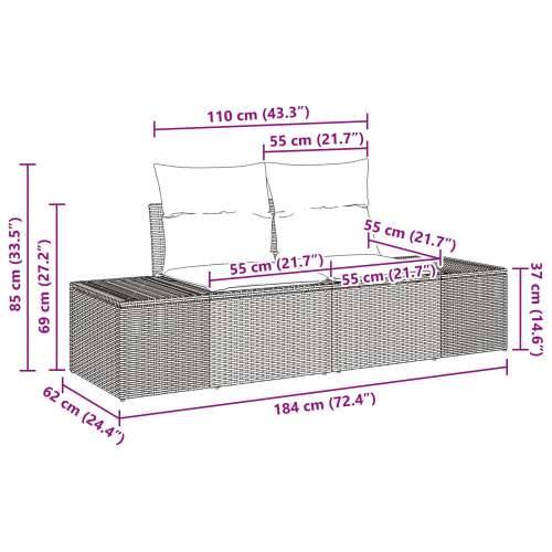 Vrtni Sofa Set 5 Dijelova Crna Poli Ratan, Kaljeno Staklo, Čelik Cijena