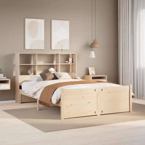 Krevet s regalom za knjige bez madraca 140x190 cm od borovine - Prirodna 140 x 190 cm Cijena