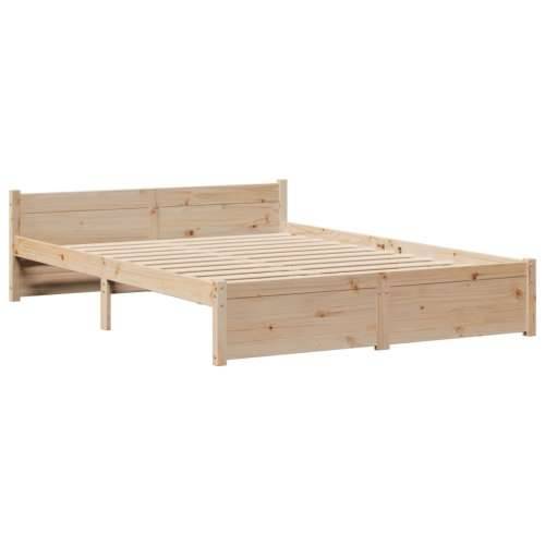 Krevet s regalom za knjige bez madraca 140x190 cm od borovine - Prirodna 140 x 190 cm Cijena