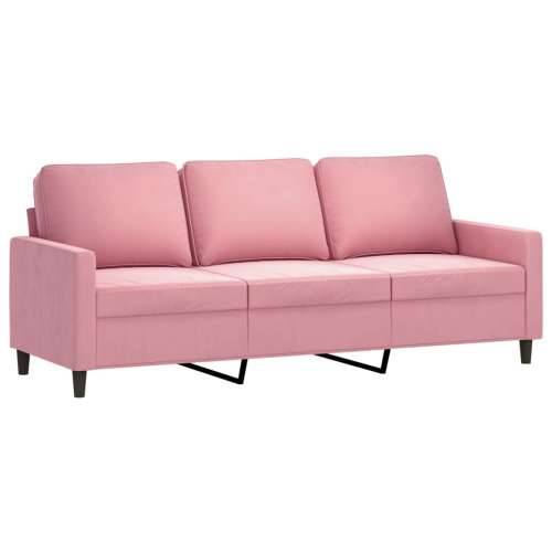 3-dijelni set sofa s jastucima ružičasti baršunasti - Ružičasta s jastučićima i tabureom Cijena