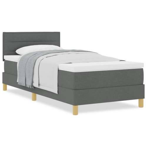 Krevet s box spring sistemom s madracem tamno sivi 90x200 cm tkanina Cijena