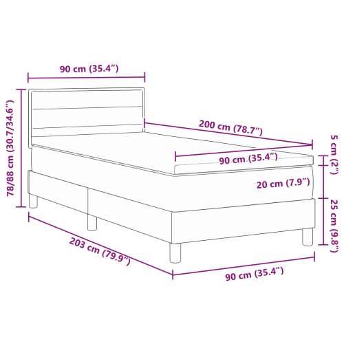 Krevet s box spring sistemom s madracem tamno sivi 90x200 cm tkanina Cijena