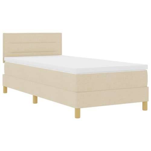 Krevet s kutijom s madracem krem 100x200 cm tkanina Cijena
