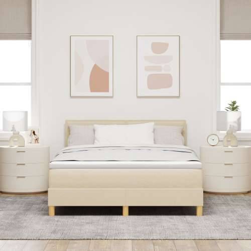 Krevet s kutijom s madracem krem 140x200 cm tkanina Cijena