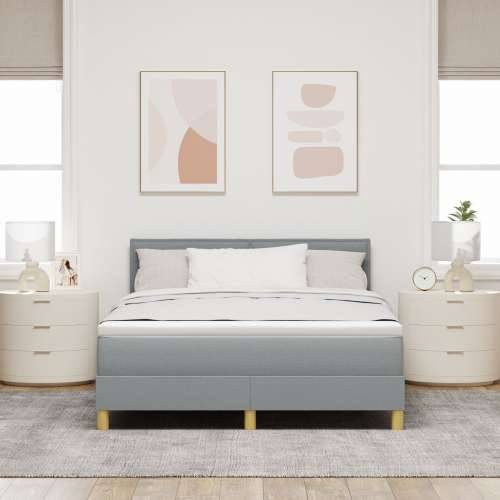 Box Spring Krevet s Madracem Svjetlosiva 160x200 cm Tkanina Cijena
