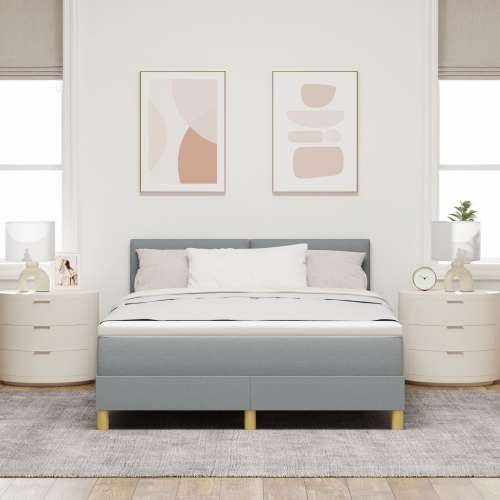 Box Spring Krevet s Madracem Svetlosiva 160x200 cm Tkanina Cijena