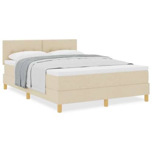 Krevet s box springom i madracem krem 160x200 cm od tkanine Cijena