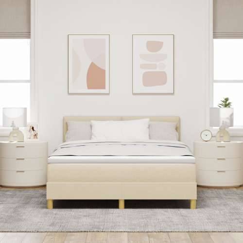 Krevet s box springom i madracem krem 160x200 cm od tkanine Cijena