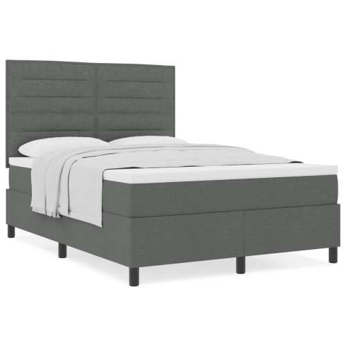 Box Spring Krevet s Madracem Tamno Siva 140x190 cm Tkanina Cijena