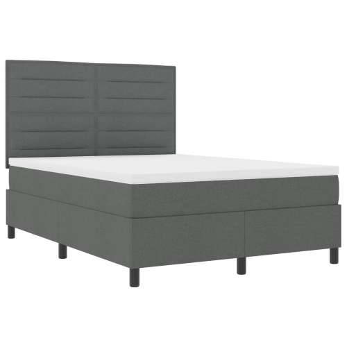 Box Spring Krevet s Madracem Tamno Siva 140x190 cm Tkanina Cijena