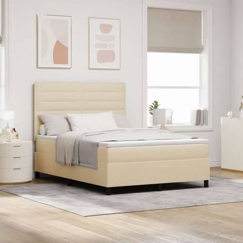 Box Spring Krevet s Madracem Krem 140x190 cm Tkanina Cijena