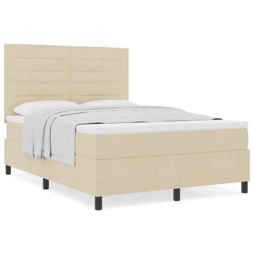 Box Spring Krevet s Madracem Krem 140x190 cm Tkanina Cijena