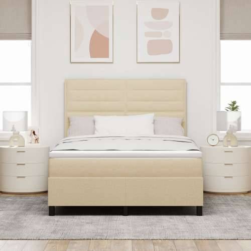 Box Spring Krevet s Madracem Krem 140x190 cm Tkanina Cijena