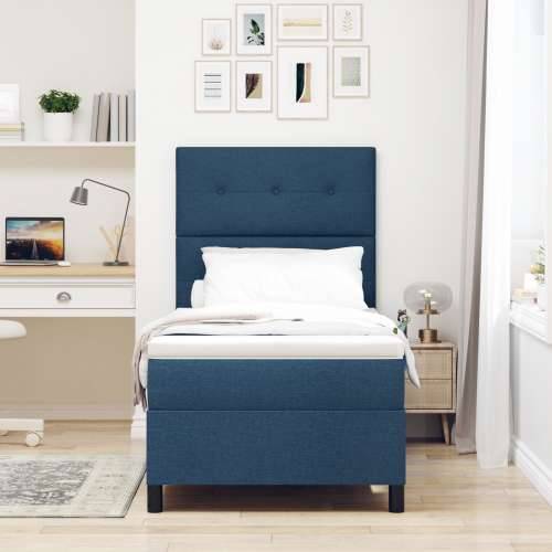 Box Spring Krevet s madracem plave boje 90x200 cm Tkanina Cijena