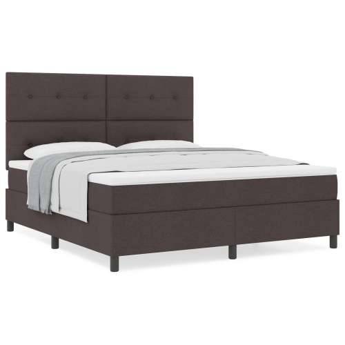 Box Spring Krevet s madracem Tamnosmeđa Super King Tkanina Cijena