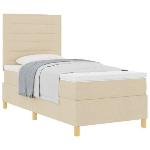 Krevet s kutijom i madracem krem 90x200 cm tkanina Cijena