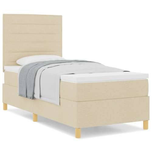 Krevet s kutijom i madracem krem 90x200 cm tkanina Cijena