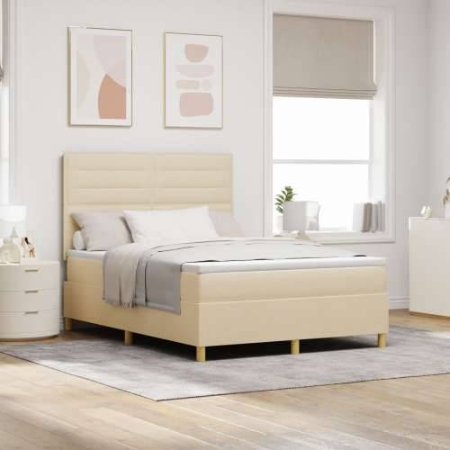 Krevet s podlogom s madracem Krem 140x200 cm Tkanina Cijena