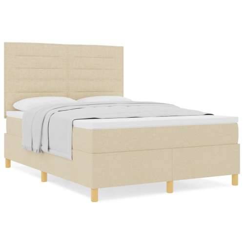 Krevet s podlogom s madracem Krem 140x200 cm Tkanina Cijena