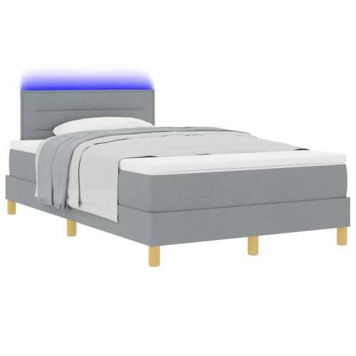 Box Spring Krevet s Madracem & LED Svjetlom Svjetlosive boje 120x200 cm Tkanina Cijena