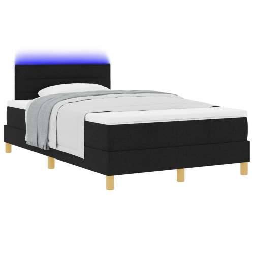 Box Spring Krevet s Madracem & LED Crni 120x200 cm Tkanina Cijena