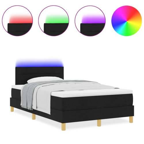 Box Spring Krevet s Madracem & LED Crni 120x200 cm Tkanina Cijena