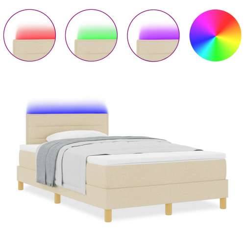 Box Spring Krevet s Madracem i LED Krem 120x200 cm Tkanina Cijena