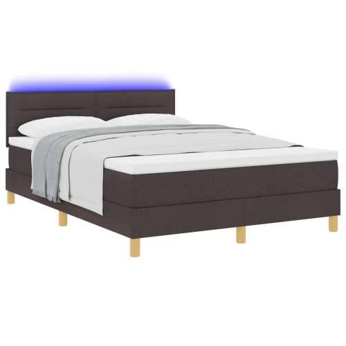 Krevet s podnicama s madracem i LED tamnosmeđi 140x190 cm Tkanina Cijena