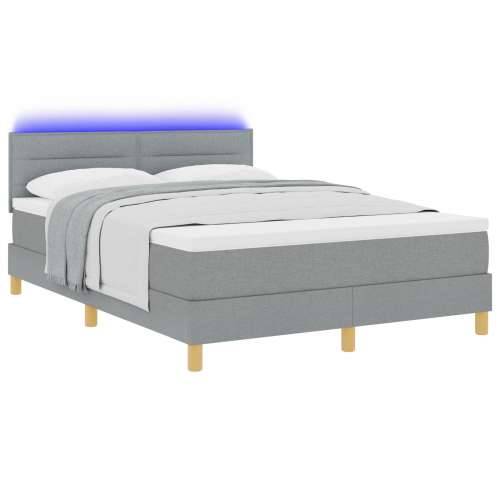 Kutija proljeće krevet s madracem i LED svjetlom svjetlosiv 160x200 cm tkanina Cijena
