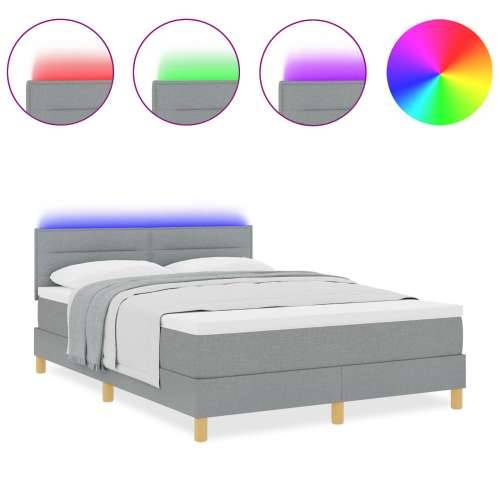 Kutija proljeće krevet s madracem i LED svjetlom svjetlosiv 160x200 cm tkanina Cijena