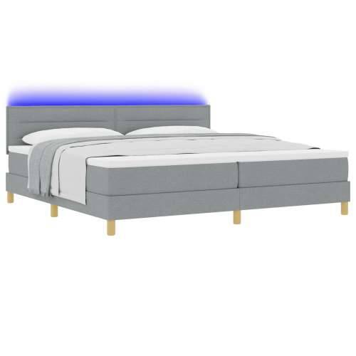 Krevet s kutijom s madracem i LED svjetlom svjetlosiva 200x200 cm tkanina Cijena