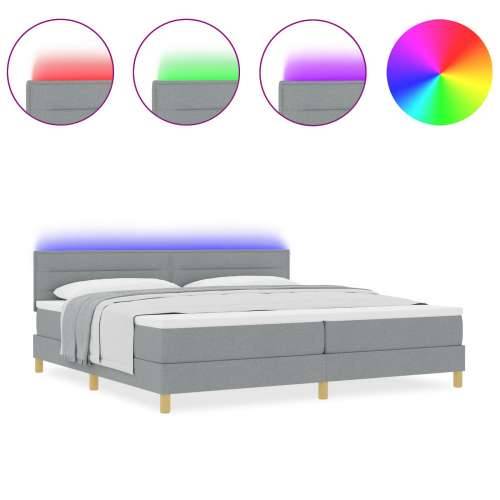 Krevet s kutijom s madracem i LED svjetlom svjetlosiva 200x200 cm tkanina Cijena