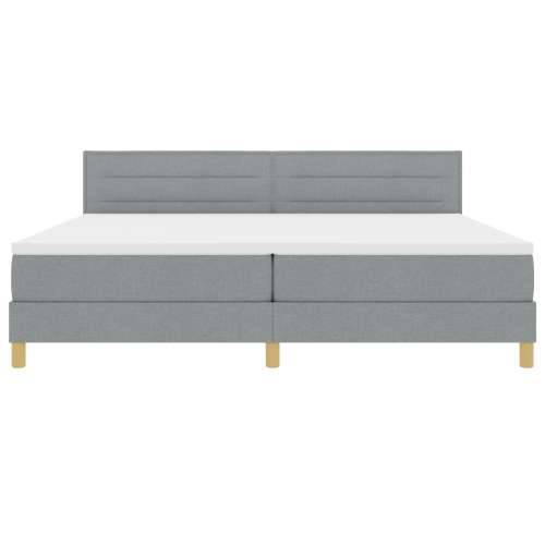 Krevet s kutijom s madracem i LED svjetlom svjetlosiva 200x200 cm tkanina Cijena