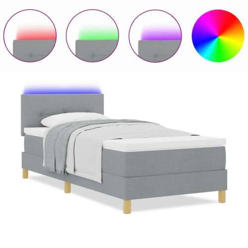 Krevet na podlozi s madracem i LED svjetlom svjetlosiv 100x200 cm Tkanina Cijena