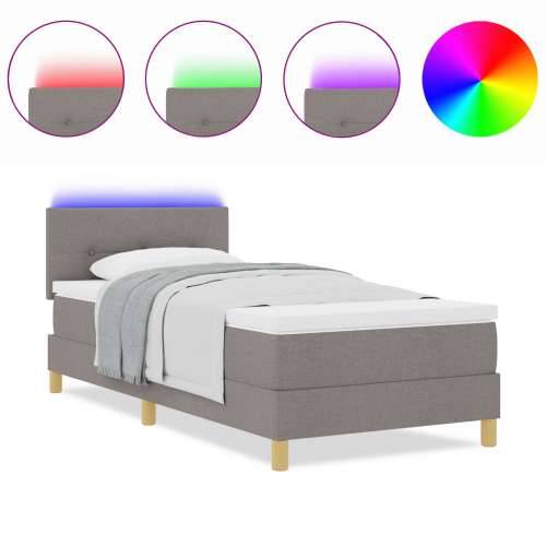 Krevet s kutijom i madracem & LED taupe 100x200 cm tkanina Cijena
