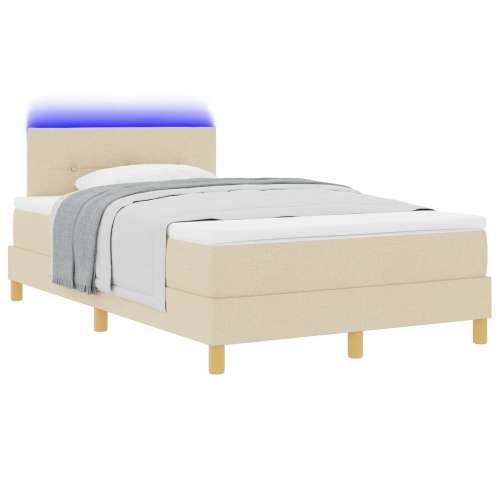 Krevet s podnicom i madracem & LED svjetlom krem 120x200 cm tkanina Cijena