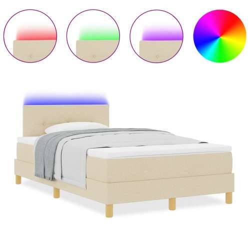 Krevet s podnicom i madracem & LED svjetlom krem 120x200 cm tkanina Cijena