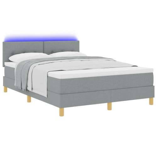 Krevet s box springom s dušekom & LED svjetlom svjetlosiva 140x190 cm tkanina Cijena