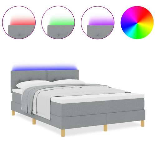 Krevet s box springom s dušekom & LED svjetlom svjetlosiva 140x190 cm tkanina Cijena